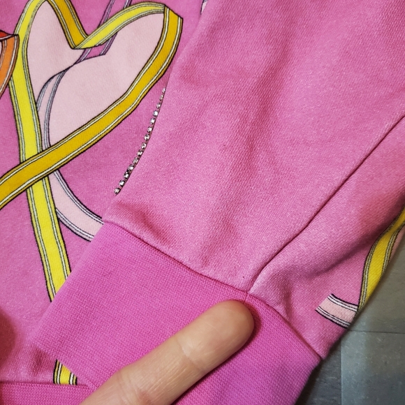 Escada Sport hearts printed sweater. 100% cotton. Rhinestones. Size L. - Picture 10 of 14